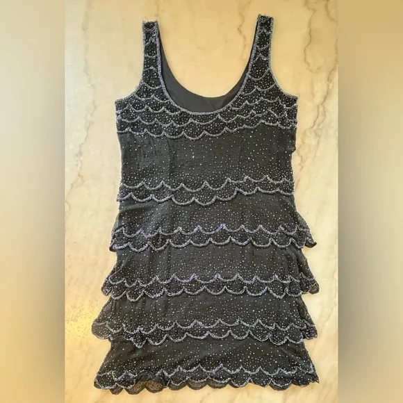 patra beaded dress Vintage 80s Patra Black Side Drape Beaded Sequins Party Dress S – Cougar  Vintage Shop main image 1